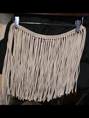 Fringed Macramé Belt or Cover-up in Creme